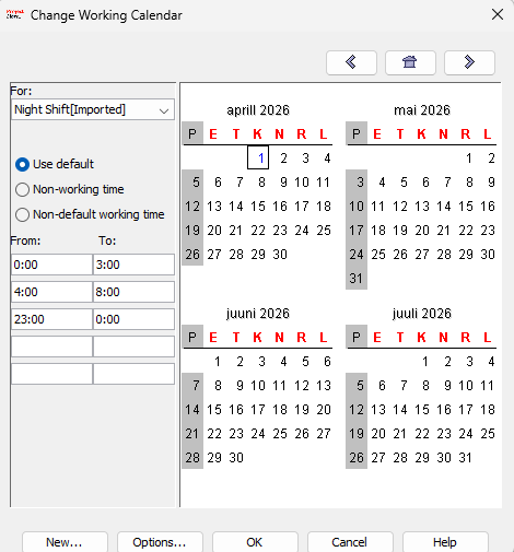 Päevade seadistamine